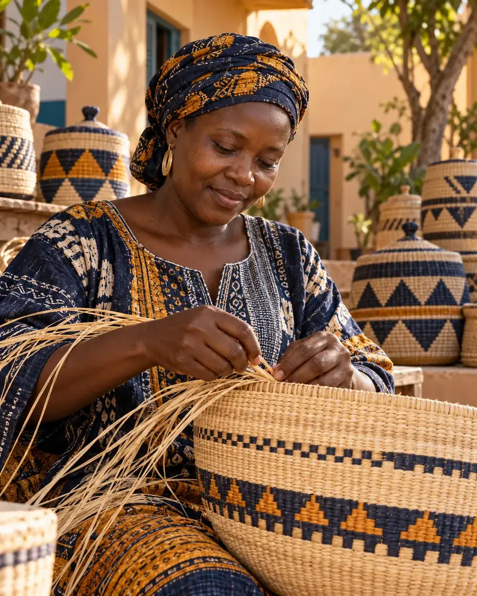 Tressage artisanal d’un panier