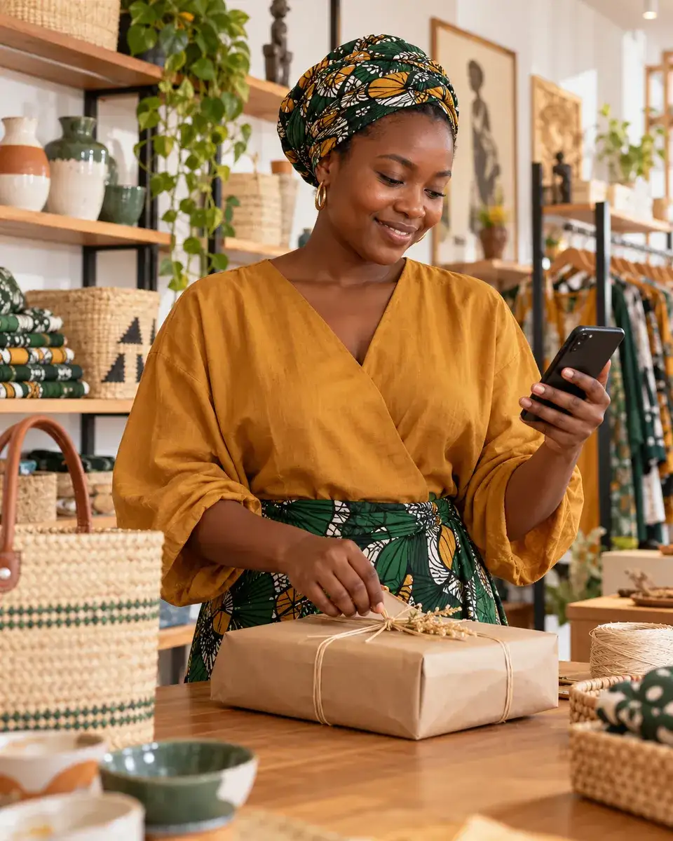 Préparation d’un colis dans une boutique