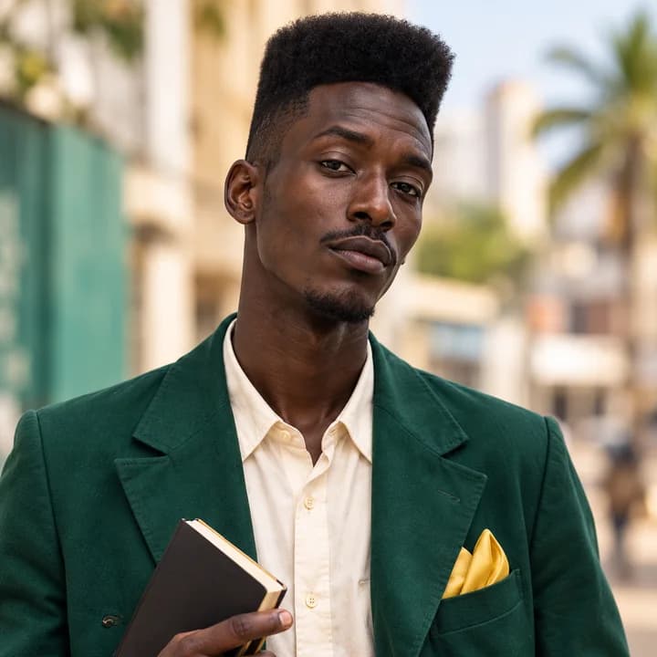 Malick, personnage virtuel avec son carnet